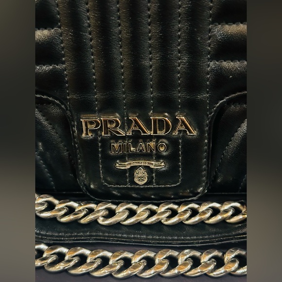 💎PRADA CHAIN FLAP SHOULDER BAG Diagramme Quilted Leather w/COA & Dust Bag - Picture 10 of 14